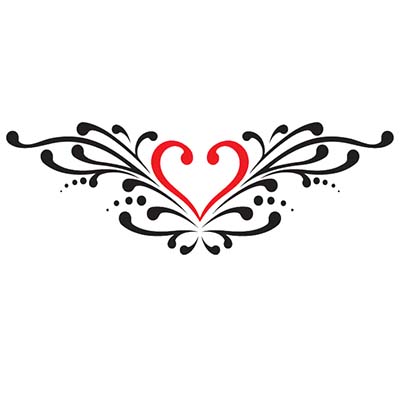 Heart Lower Back Design Water Transfer Temporary Tattoo(fake Tattoo) Stickers NO.10794